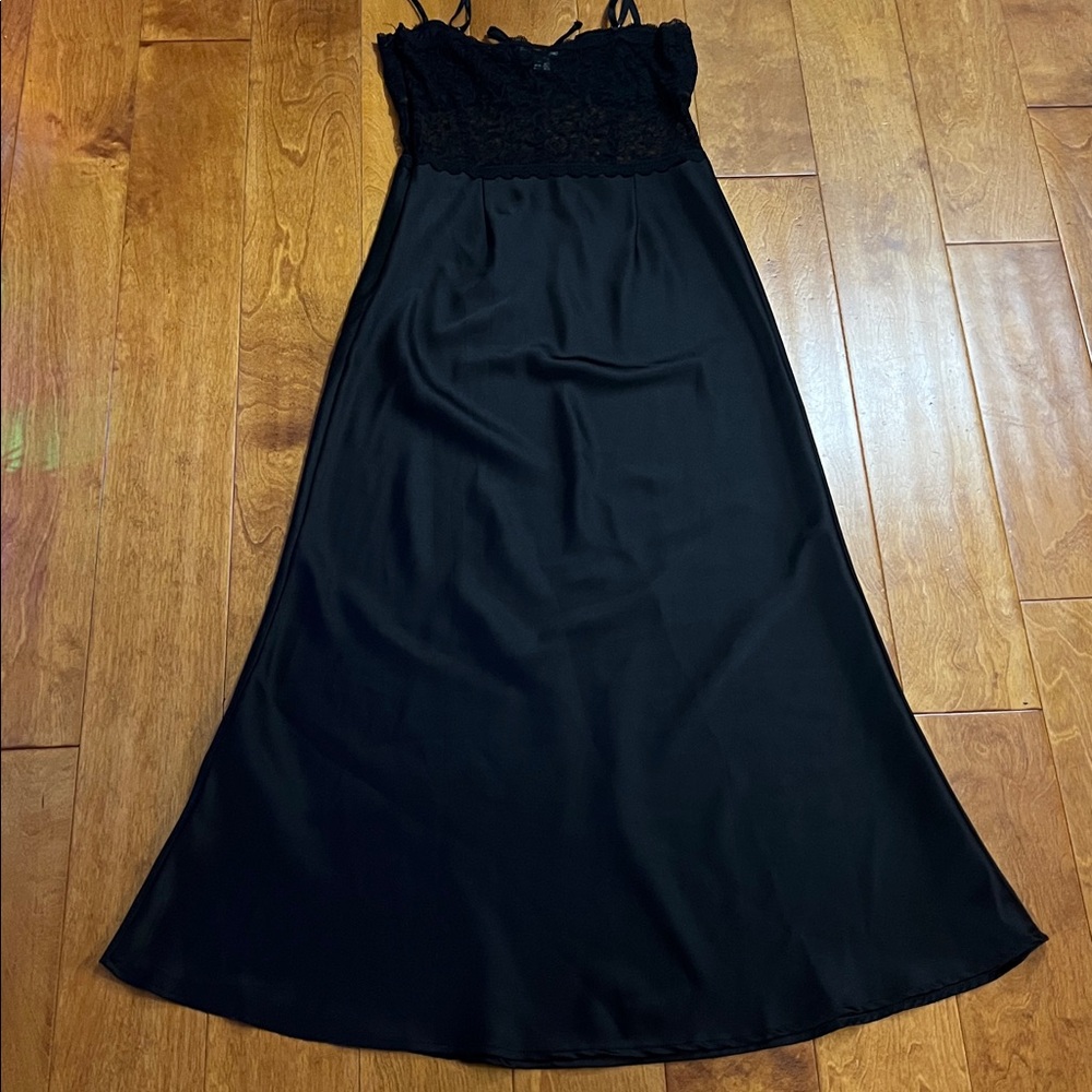 Forever 21 Y2K Black Lace Slip Dress Sz M Whimsigoth Grunge Fairy Romantic Midi - Picture 9 of 11